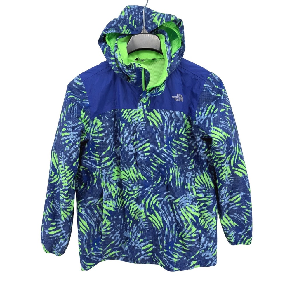 The North Face Windbreaker Boys Large (14/16) Pre-Owned Blue Tropical Palm Leaf